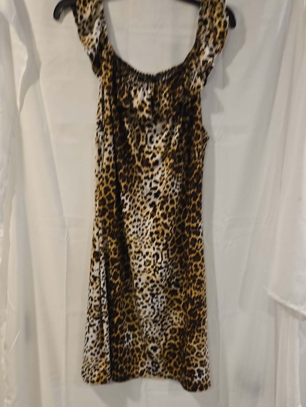 Lucky & Blessed Leopard Print Ruffle Sleeve Dress - Size Large